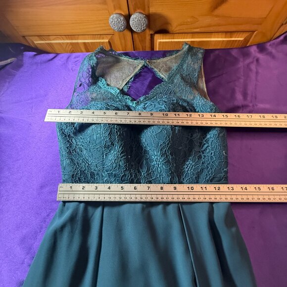 📌Azazie Lace Ink Blue Chiffon Formal - Bridesmaid Dress with Keyhole Backside - Picture 12 of 16